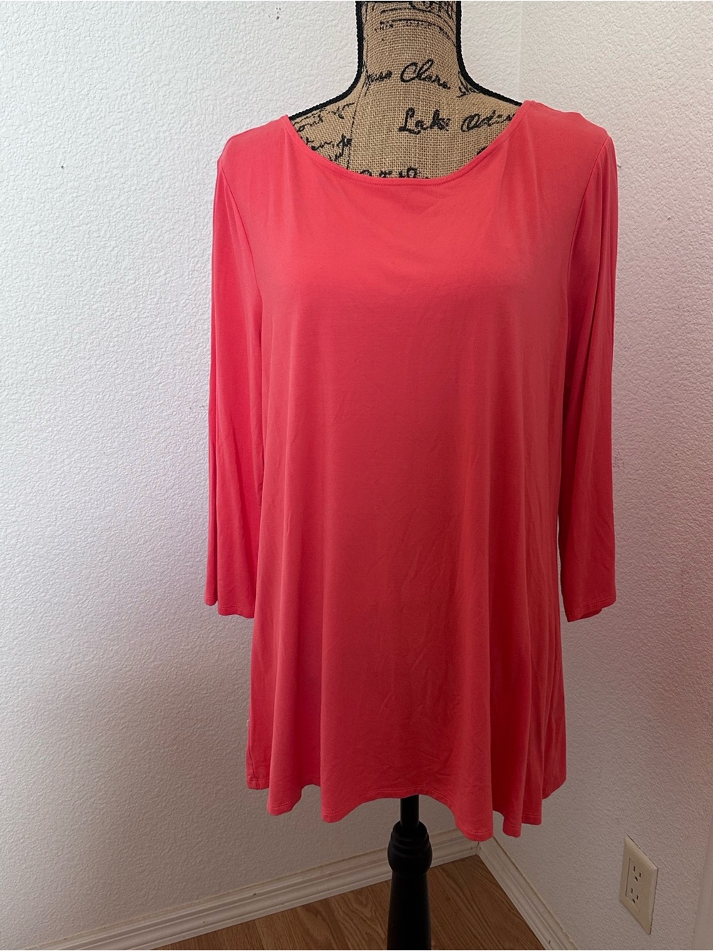 Women’s Coral Pink Long Sleeve Scoop Neck Tunic Top